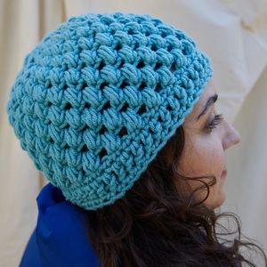 Bellissimo  Blue Handmade Crochet Beanie